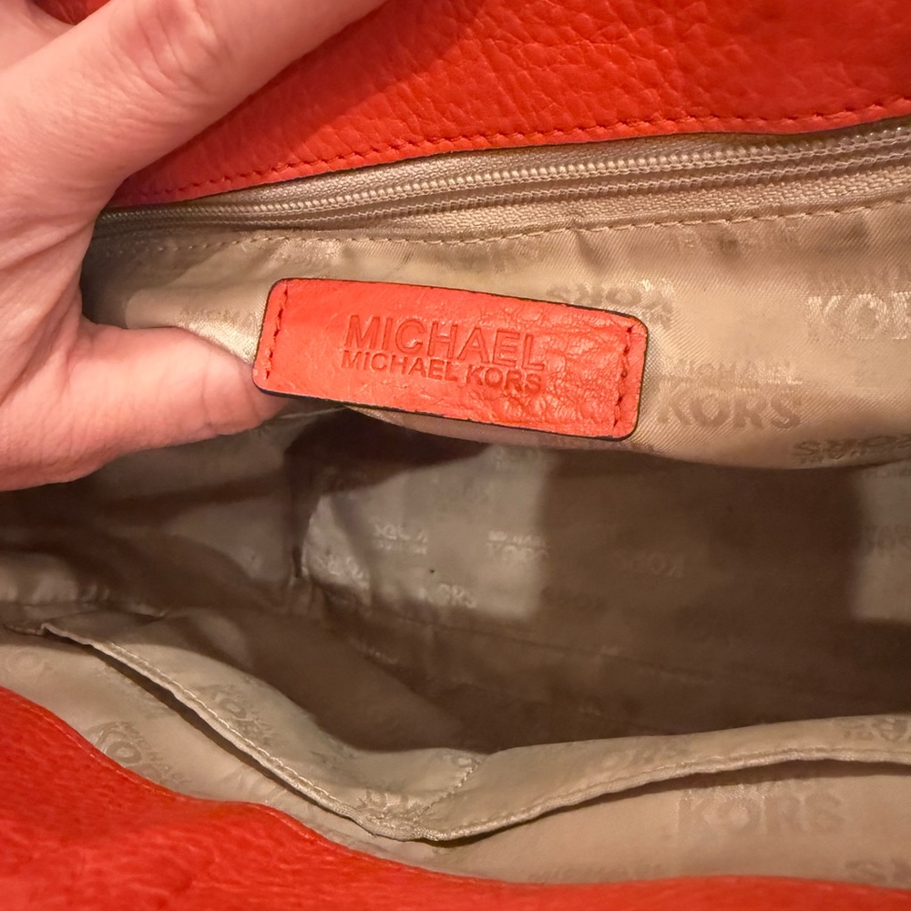 Michael Kors Red/Orange 2 Way Satchel with Gold Accents - Picture 9 of 16